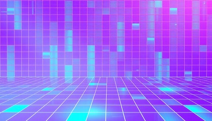 Wall Mural - vaporwave grids Retro Style landscape with grid background