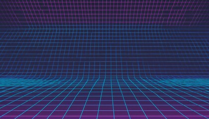 Wall Mural - vaporwave grids Retro Style landscape with grid background