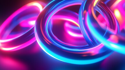 Poster - Colorful illuminated rings swirling together in a vibrant display of light against a dark background