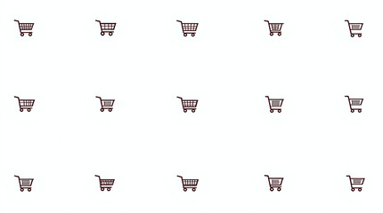 A set of shopping cart icons for web design, featuring various basket shapes and styles for e-commerce and retail applications