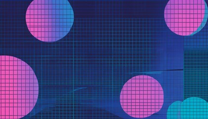 Wall Mural - vaporwave grids Retro Style landscape with grid background