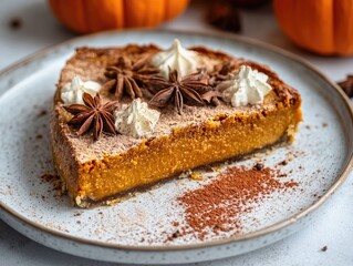 Wall Mural - fall pumpkin pie with spices