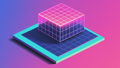 Wall Mural - vaporwave grids Retro Style landscape with grid background