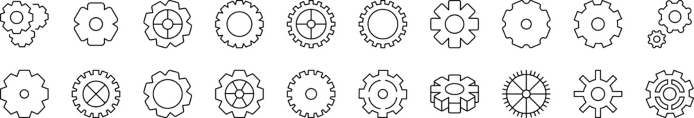 Wall Mural - gear and cogwheel as mechanism related image collection. editable stroke. perfect for infographics, 