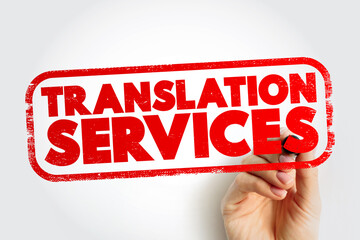 Poster - Translation Services text stamp, business concept background