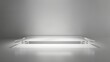 © mikeosphoto - Clear glass rectangular podium with smooth edges, illuminated from below. The sleek, minimalist design casts soft shadows on a light gray surface, perfect for modern product display