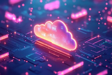 Poster - Abstract background image, cloud storage concept, data transfer.