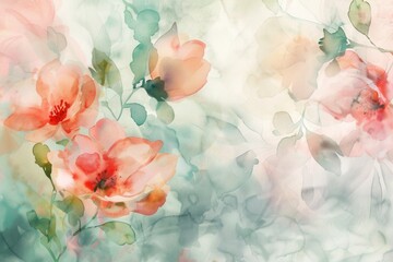 Poster - Delicate watercolor flowers in soft tones evoke a sense of calmness and beauty, perfect for springtime inspiration and decor. Generative AI