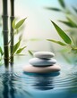 zen stones and bamboo leaves