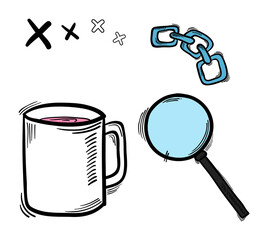 Poster - Png doodle social media story sticker set