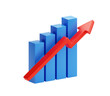 © Lemonsoup14 - Growth graph up arrow chart isolated on transparent png background with illustration graphic icon profit. Success financial business marketing 3d concept. Rise market finance investment report target.