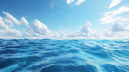 Wall Mural - blue sky ocean: a simple and clean image of the ocean under a clear blue sky, ideal for a calm and s