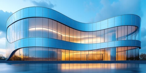 Canvas Print - Modern Glass Architecture at Dusk