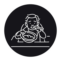 Baby eating baby line icon.