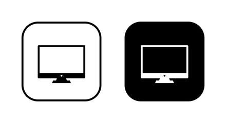 Poster - Computer desktop monitor icon on black square
