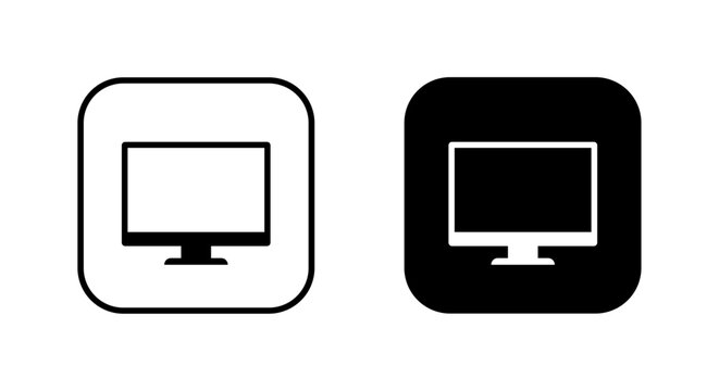 Computer monitor icon on black square