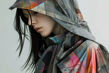 Wall Mural - cyberpunk futuristic person created with generative ai