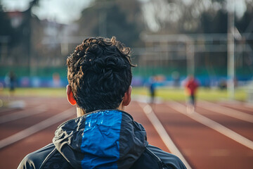 Canvas Print - Successful sportsman businessman moving forward reaching goal aim, Generative AI