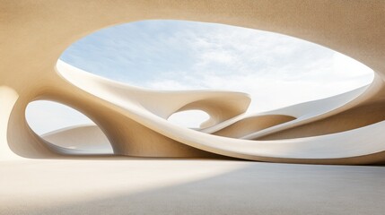 Wall Mural - Abstract Architectural Structure with Skylight and Curved Walls