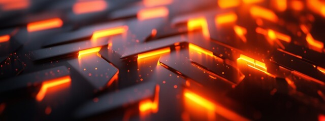 Poster - Glowing abstract pattern with fiery orange highlights on a dark surface created by dynamic lighting effects