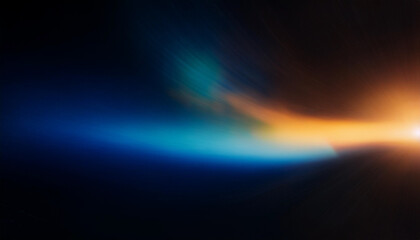 Wall Mural - Defocused blue yellow orange radiance soft texture on dark black abstract empty space background. Neon blur glow. Color light overlay. Copy space.