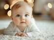 © Natalia - Baby crawling on a fluffy carpet, exploring the world with curiosity and delight, baby, crawling baby
