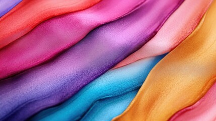 Poster - Colorful, flowing strokes of watercolor blend seamlessly across silk, creating a stunning display of vibrant hues that inspire creativity