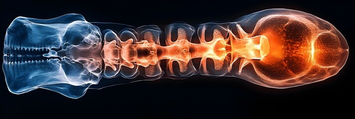 Poster - Detailed X-Ray Skeletal Structure of the Human Body Internal Anatomy Concept. Radiographic 3D Visualization of the Osseous Framework and Physiology.