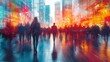 © AS Photo Family - Abstract cityscape with colorful blurred silhouettes of people walking