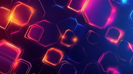 Poster - Abstract Neon Hexagon Background