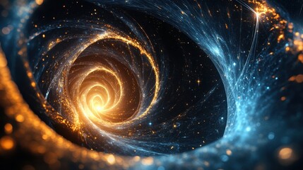 Poster - Abstract design featuring the golden ratio spiral overlaid on a cosmic background, with glowing stars and swirling galaxies creating an ethereal effect