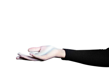 hand gesture png mockup presenting on an invisible object