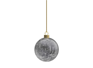Wall Mural - christmas ball grey marble bark texture hanging christmastree gold from top upright 3d rendering iso