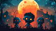 © Akharadat - Halloween invitation to Cute cartoon zombie party vector image