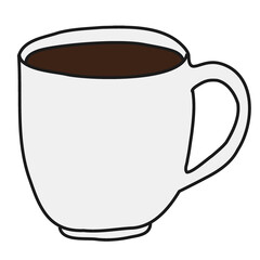 Poster - Coffee mug png sticker, morning beverage doodle on transparent background