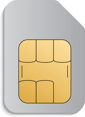 Leinwandbilder - Phone sim card. ID card mockup template. Realistic vector illustration for design. Mobile cellular phone. Sign, symbol, icon or logo isolated on background. EMV gold chip. Concept of technology.