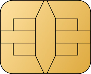 Leinwandbilder - EMV chip golden vector icon. Contactless payment at terminals and ATMs. Set line nfc symbol. Square computer microchip for credit debit cards. 