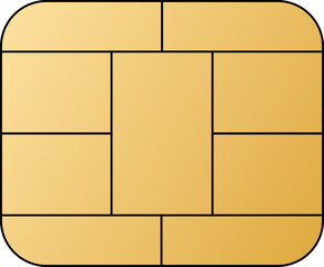 Leinwandbilder - EMV chip golden vector icon. Contactless payment at terminals and ATMs. Set line nfc symbol. Square computer microchip for credit debit cards. 