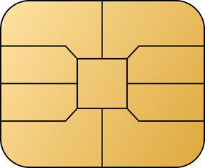 Leinwandbilder - EMV chip golden vector icon. Contactless payment at terminals and ATMs. Set line nfc symbol. Square computer microchip for credit debit cards. 