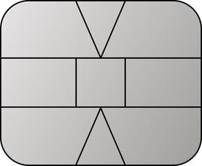 Leinwandbilder - EMV chip silver vector icon. Contactless payment at terminals and ATMs. Square computer microchips for credit debit cards. Set line nfc symbol. 