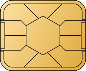 Leinwandbilder - EMV chip golden vector icon. Contactless payment at terminals and ATMs. Set line nfc symbol. Square computer microchip for credit debit cards. 