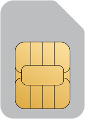 Leinwandbilder - Phone sim card. ID card mockup template. Realistic vector illustration for design. Mobile cellular phone. Sign, symbol, icon or logo isolated on background. EMV gold chip. Concept of technology.