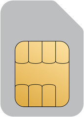 Leinwandbilder - Phone sim card. ID card mockup template. Realistic vector illustration for design. Mobile cellular phone. Sign, symbol, icon or logo isolated on background. EMV gold chip. Concept of technology.
