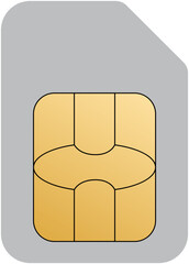 Leinwandbilder - Phone sim card. ID card mockup template. Realistic vector illustration for design. Mobile cellular phone. Sign, symbol, icon or logo isolated on background. EMV gold chip. Concept of technology.