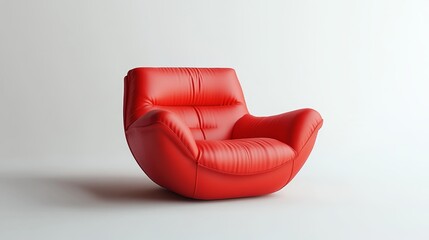 Canvas Print - A red leather chair is sitting on a white background