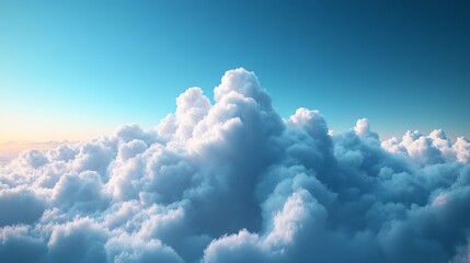 Wall Mural - The sky is filled with fluffy white clouds, creating a serene