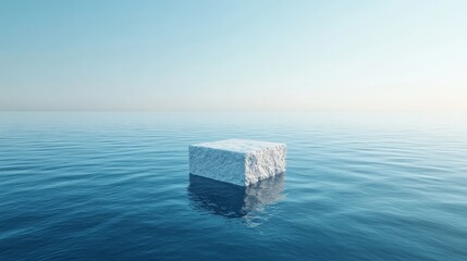 Canvas Print - A cube is floating on the surface of the water