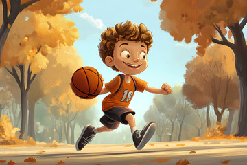 Cartoon basketball kid, illustration