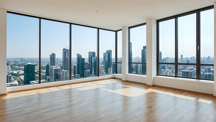 Large room featuring many windows and a wooden floor