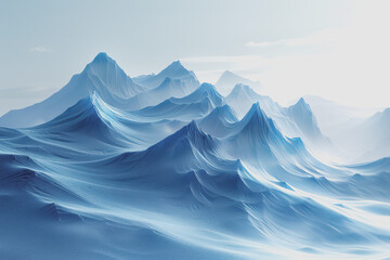 3D illustration. Clean mountain with a large white space. Minimalist 3D style.